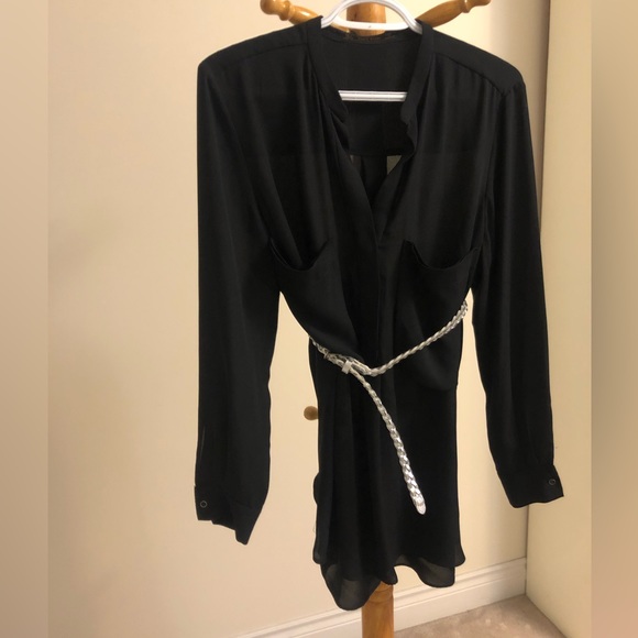 Black tunic style loose light blouse, size L - Picture 3 of 6